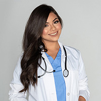 A doctor smiling